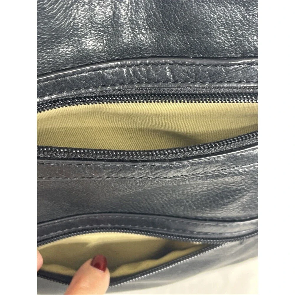 Margot Genuine Leather Crossbody Purse Zippered Pockets Black - Picture 4 of 11